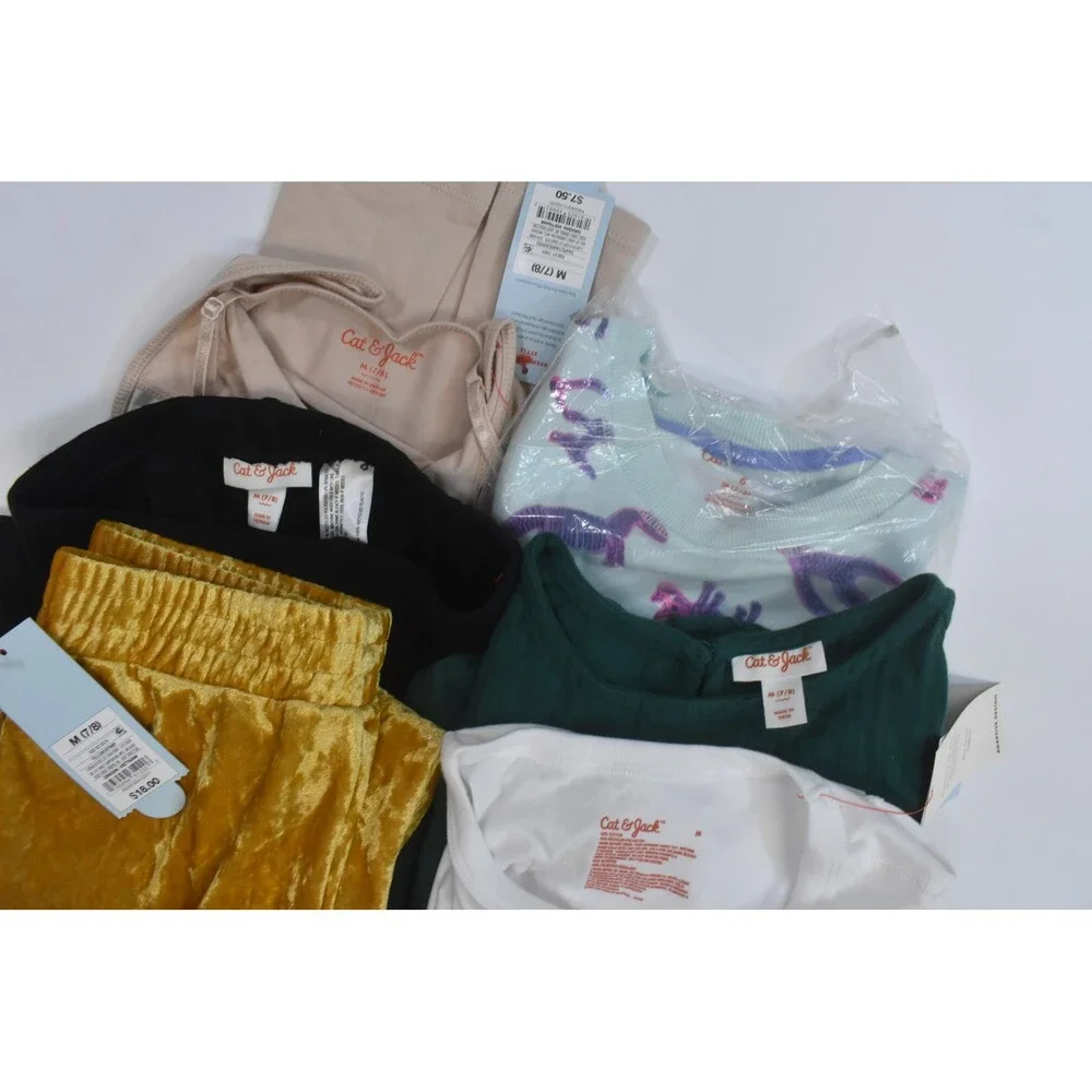 Cat & Jack Bulk Lot Of 9 Girls Size Medium 7/8 Mixed Season Tops Bottoms